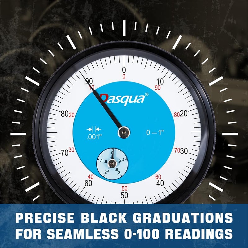 Dasqua Industrial Dial Indicator, Precision Dial Gauge, 0-1" Measuring Range - Image 2